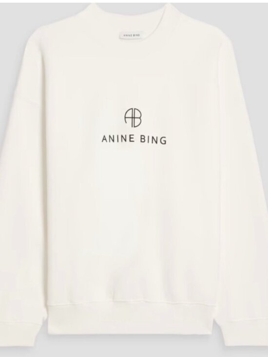 Anine Bing Sweaters - ANINE BING Off-White Jaci Monogram Sweatshirt